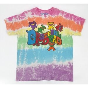 Grateful Dead Liquid Blue Shirt Mens Large Tie Dye Rainbow Dancing Bears Graphic